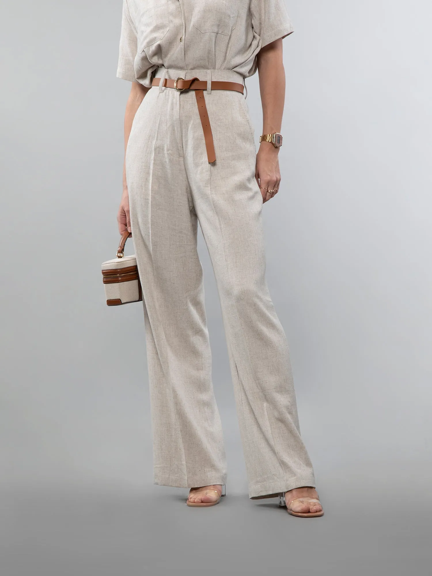 Wide-leg linen pants