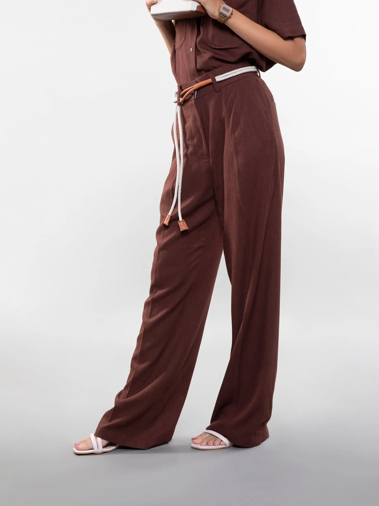 Wide-leg linen pants