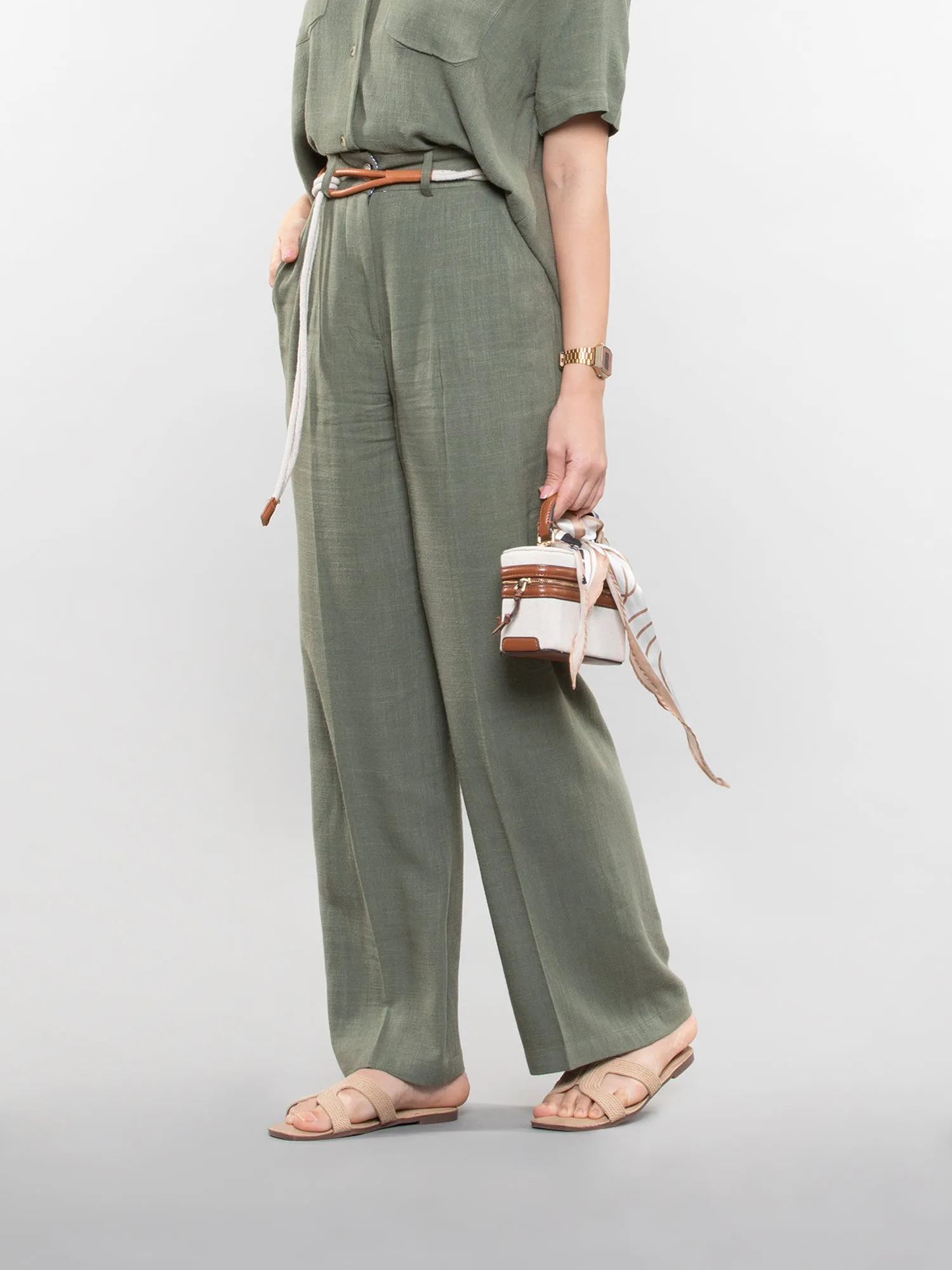 Wide-leg linen pants