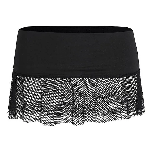 Women Girls Sexy Night Club Pencil Skirts See Through Transparent Short Mini Micro Skirt Tight Mesh Fishnet Low Rise Mini Skirt