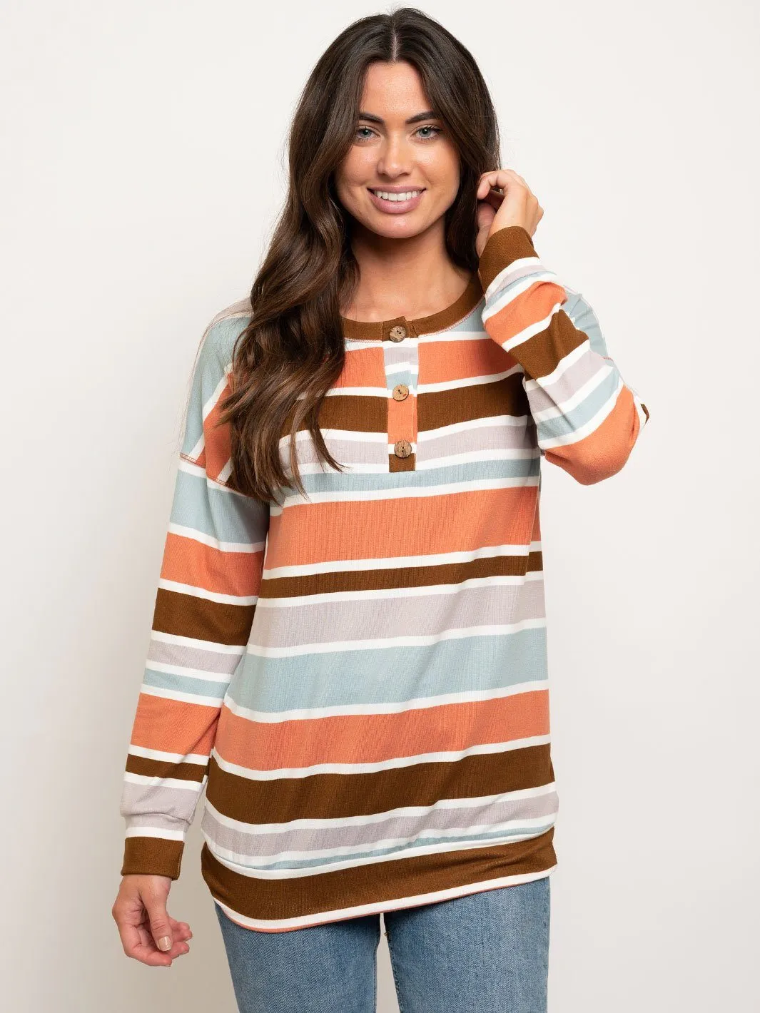 WOMEN'S BUTTON POINT LONG SLEEVE TOP