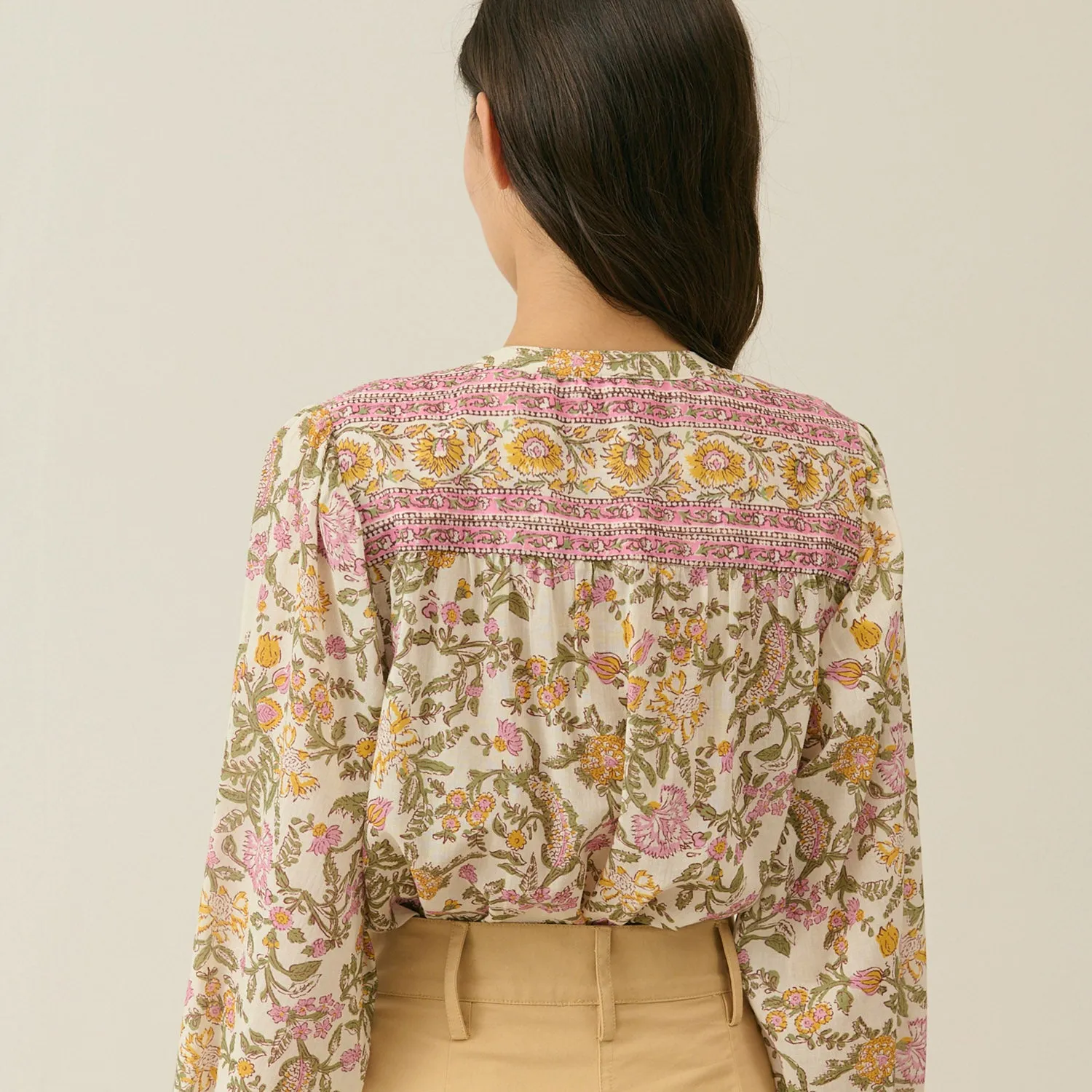 Women's Cotton Jeanne Shirt - Cream Mimosa Spring