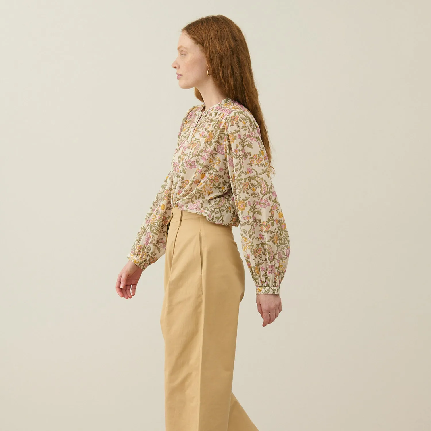 Women's Cotton Jeanne Shirt - Cream Mimosa Spring