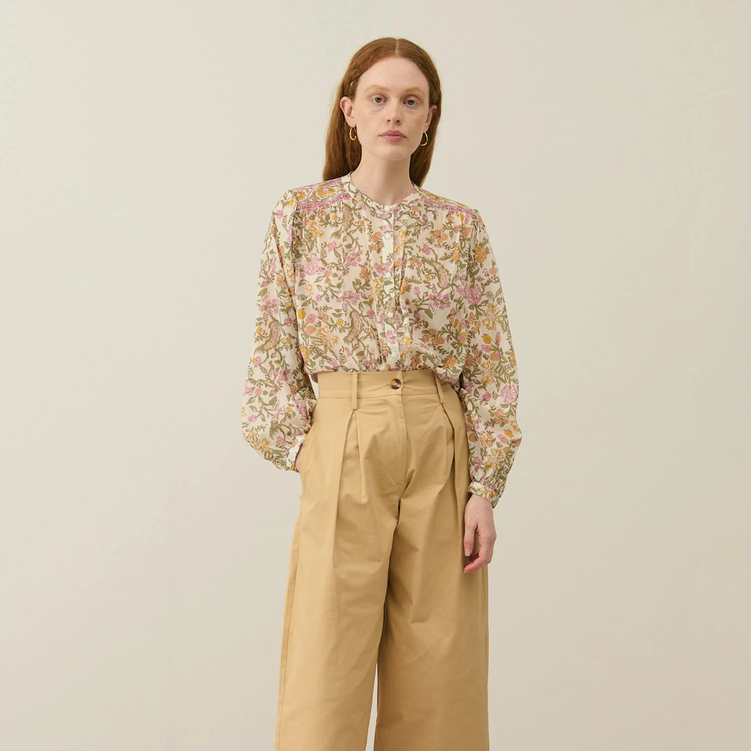 Women's Cotton Jeanne Shirt - Cream Mimosa Spring
