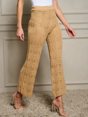 WOMEN'S ELASTIC WAISTKNITTED WIDE LEG PANTS