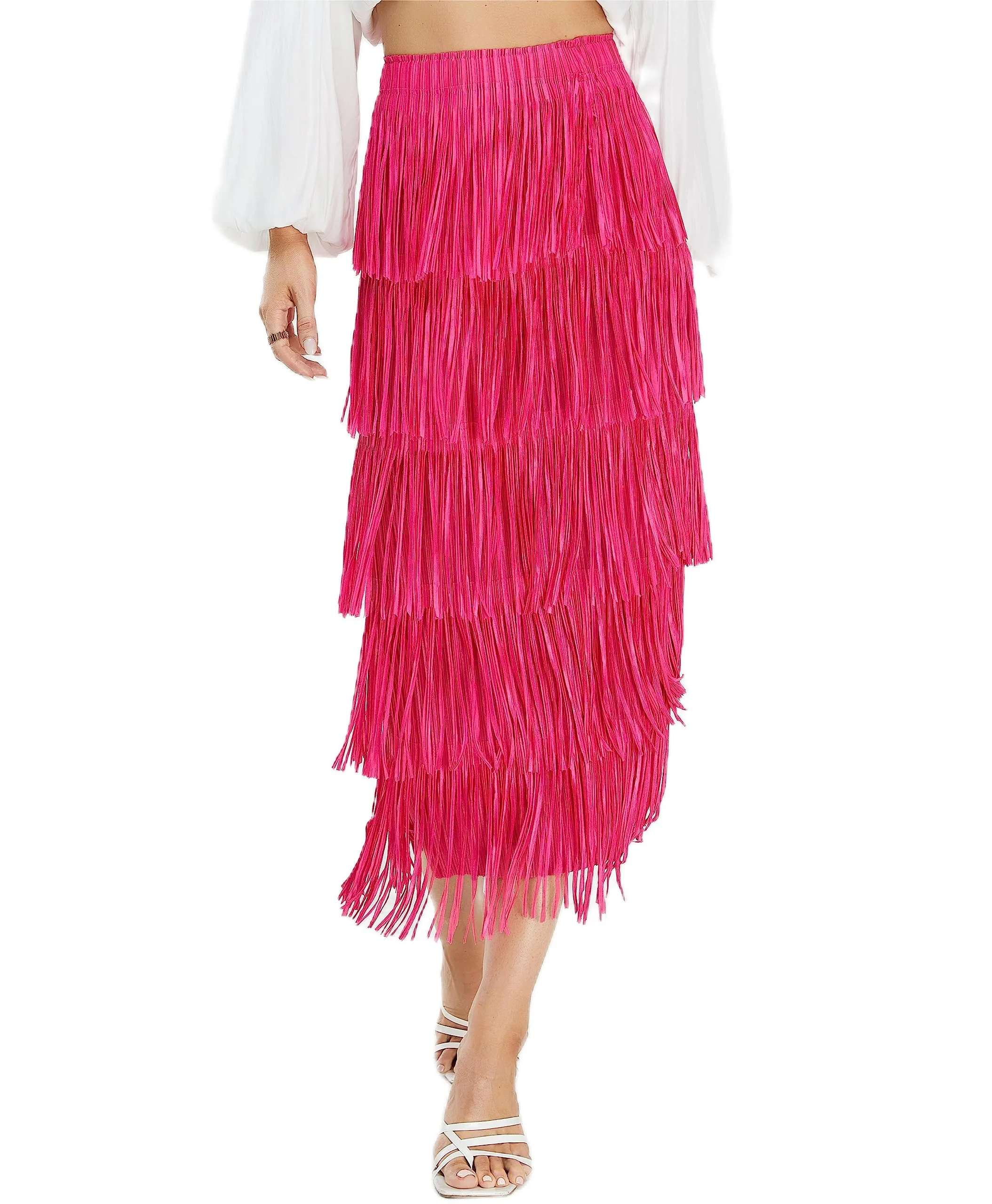 Women's Fringe Trim High Waist Short Pencil Bodycon Skirts, Sexy Elegant Fringe Long Maxi Skirt Summer Party Work