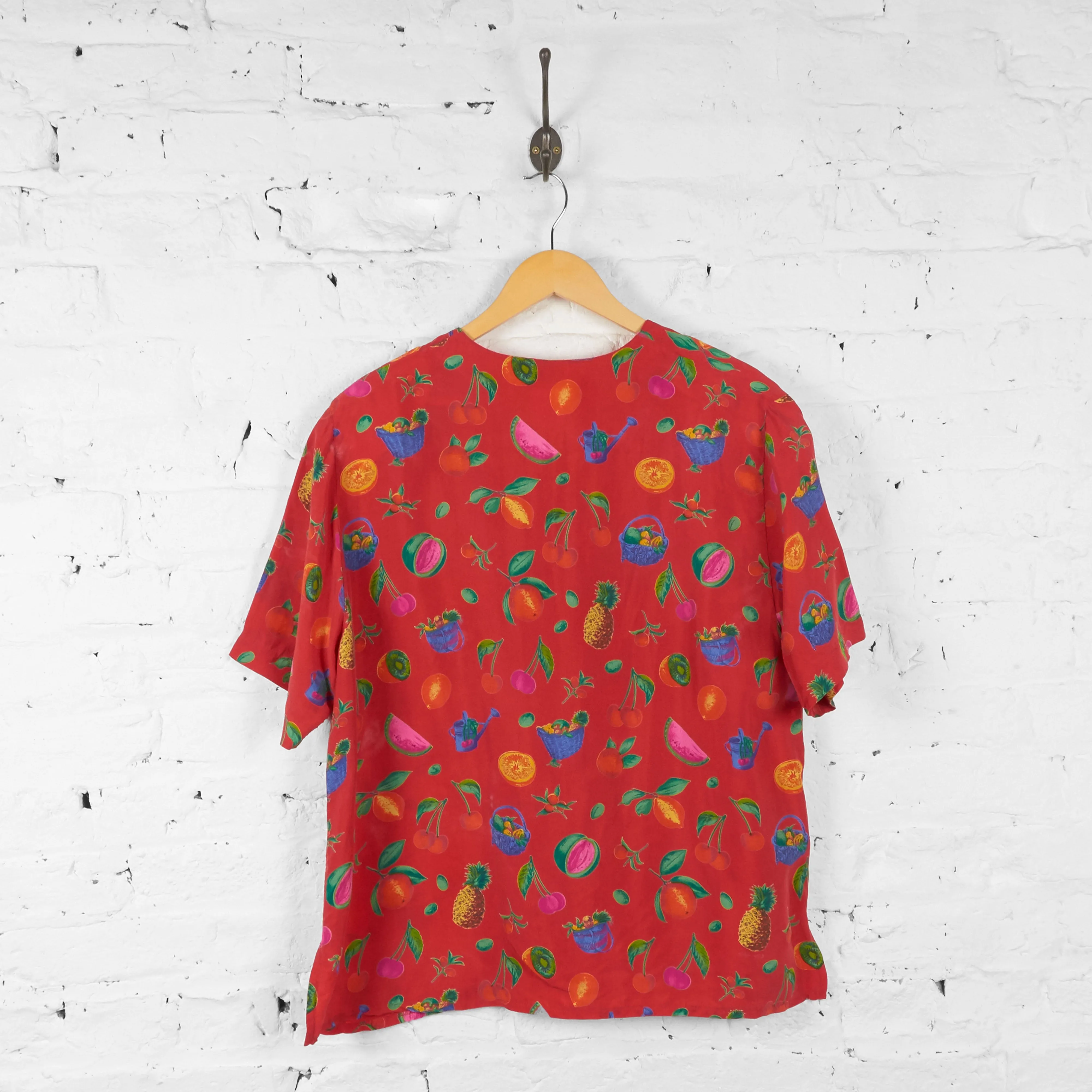 Womens Fruit Print Blouse - Red - Womens XL