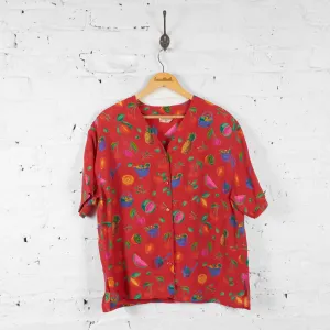 Womens Fruit Print Blouse - Red - Womens XL
