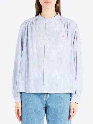 Women's Gathered Band Collar Shirt