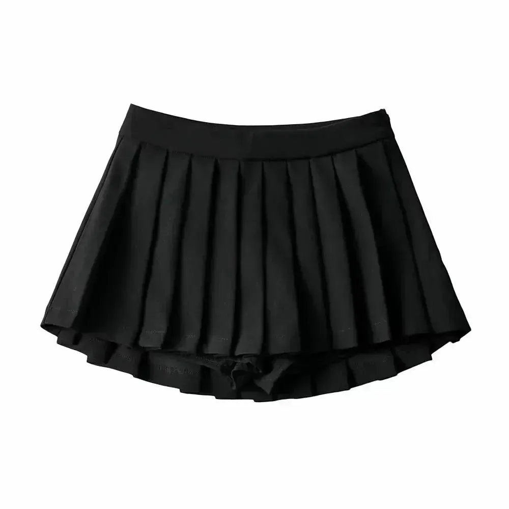 Women's High Waist A-line Mini Pleated Skirt
