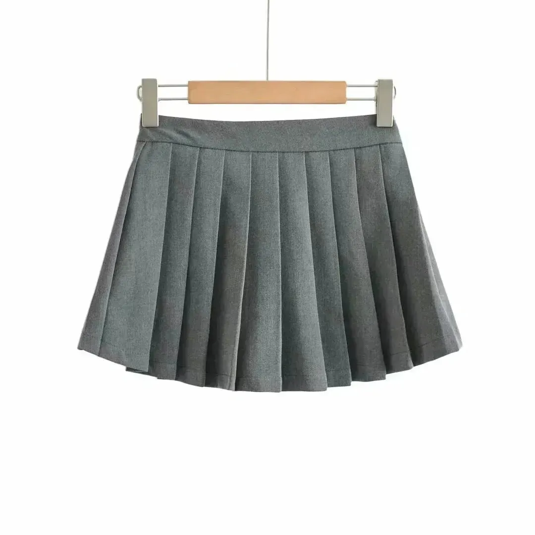 Women's High Waist A-line Mini Pleated Skirt