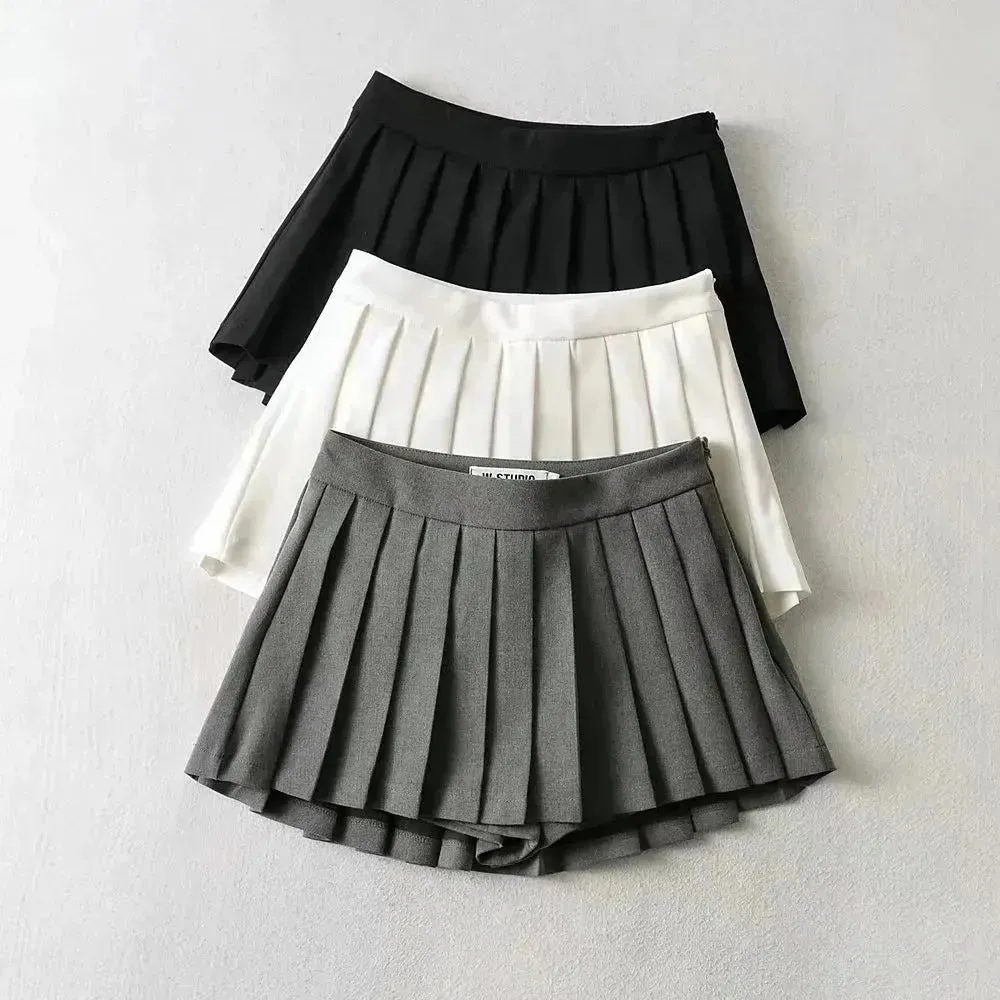 Women's High Waist A-line Mini Pleated Skirt