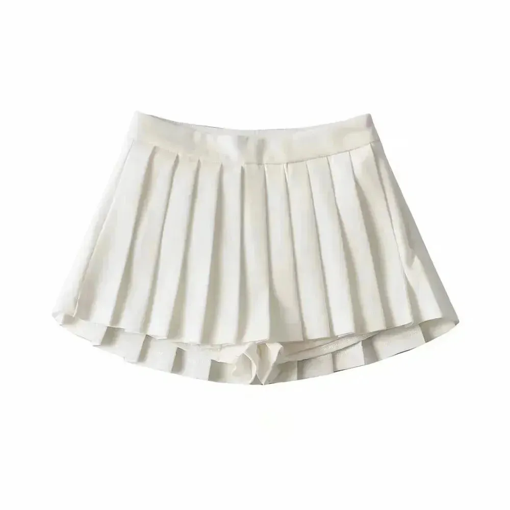 Women's High Waist A-line Mini Pleated Skirt