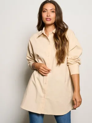 WOMEN'S LONG SLEEVE BUTTON UP OVERSIZED TOP