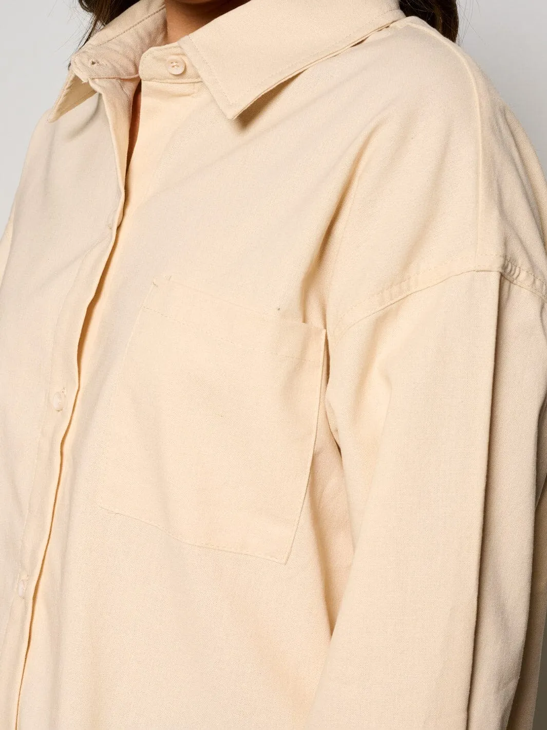 WOMEN'S LONG SLEEVE BUTTON UP OVERSIZED TOP