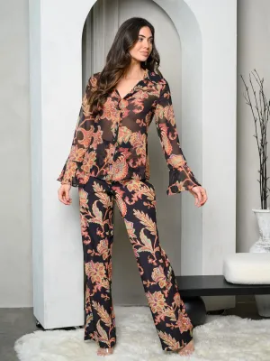 WOMEN'S LONG SLEEVE MULTI PRINT TOP