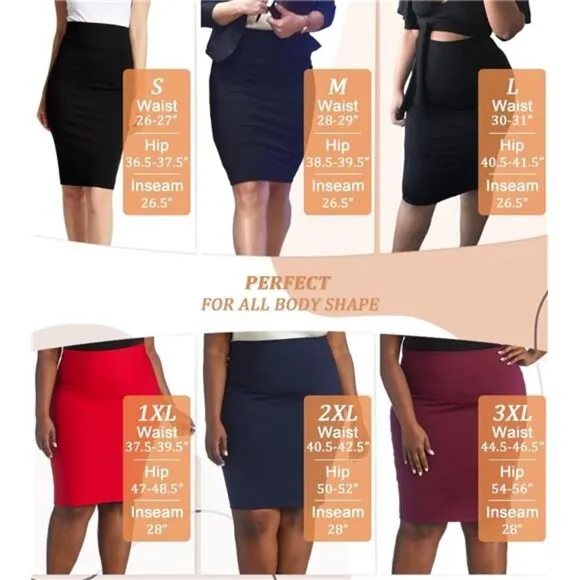 Women's Premium Nylon Ponte Stretch High Waist Pencil Suit 1073t Rust
