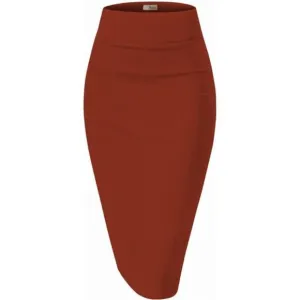 Women's Premium Nylon Ponte Stretch High Waist Pencil Suit 1073t Rust