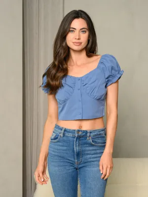 WOMEN'S SHORT SLEEVE BUTTON UP TOP