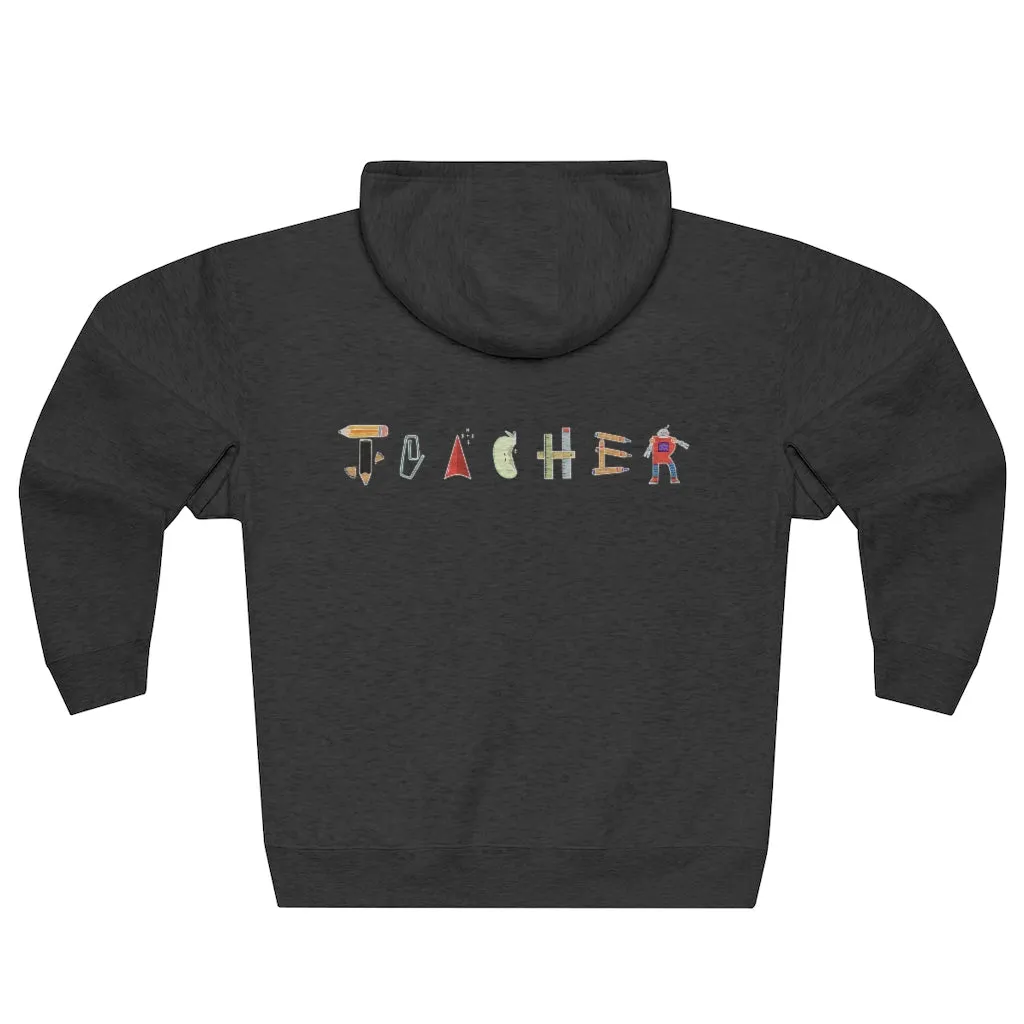 Women's Teacher Objects Heart Full Zip Hoodie