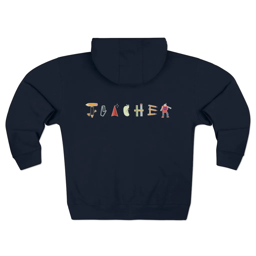 Women's Teacher Objects Heart Full Zip Hoodie