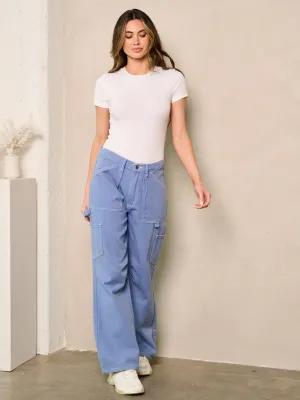 WOMEN'S WIDE LEG POCKETS DENIM PANTS
