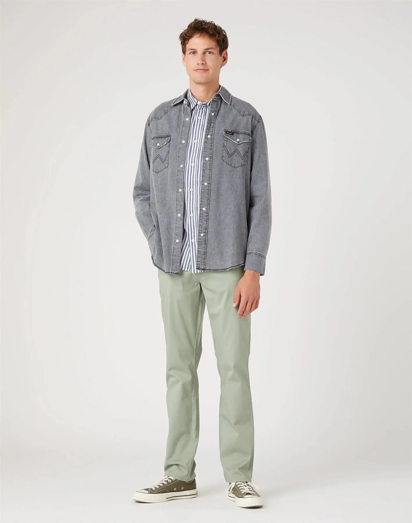 Wrangler Texas Slim Chino in Sea Grass Colour Waist Size 34 to 46