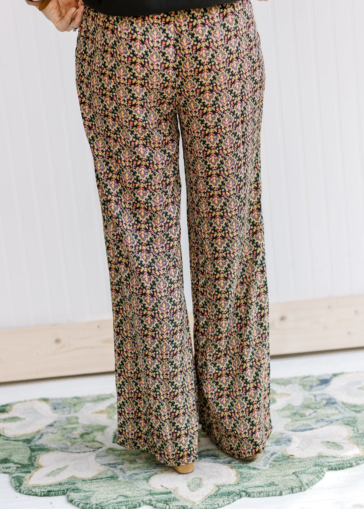 X Bold Move Black Patterned Wide Leg Pant