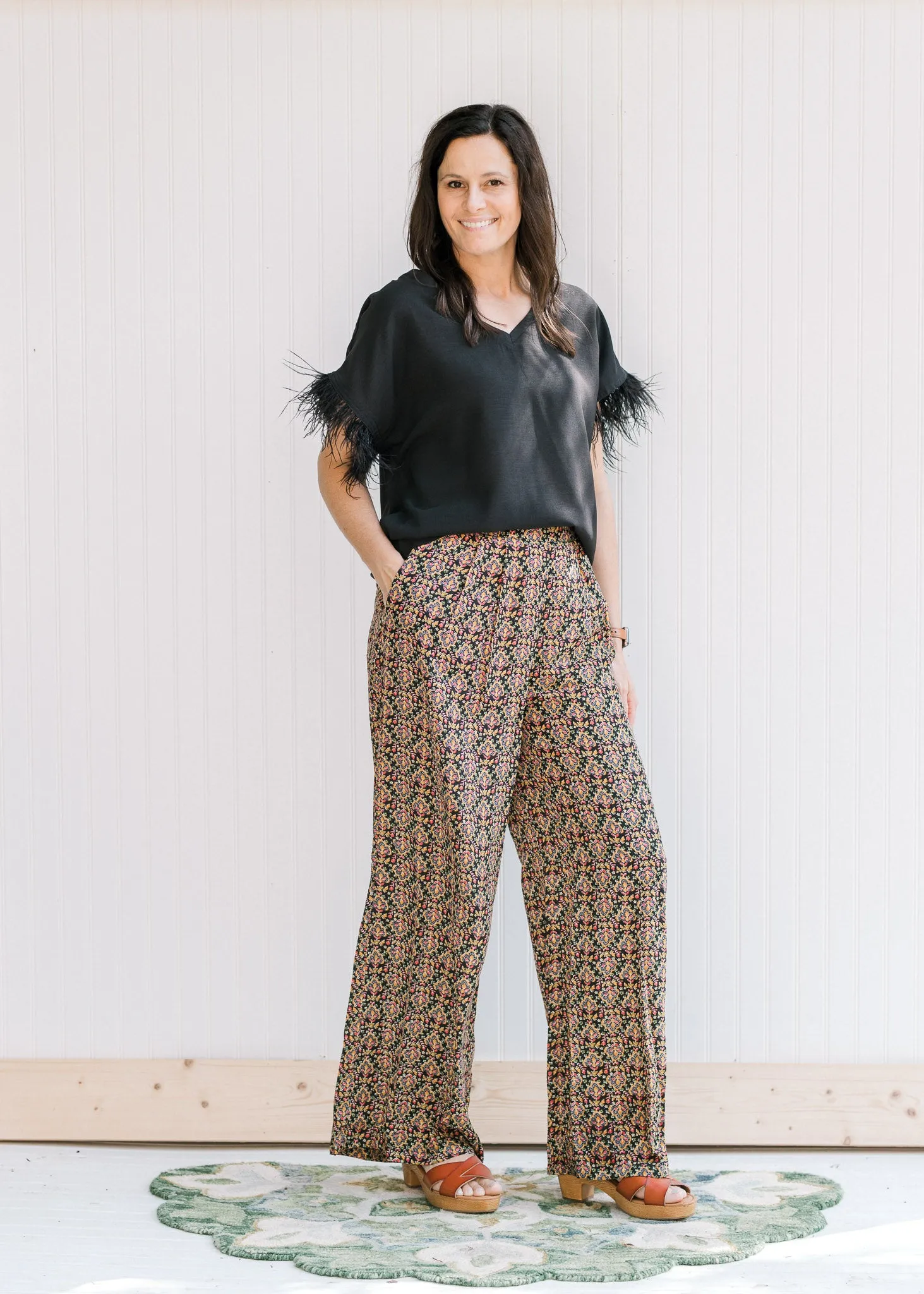 X Bold Move Black Patterned Wide Leg Pant