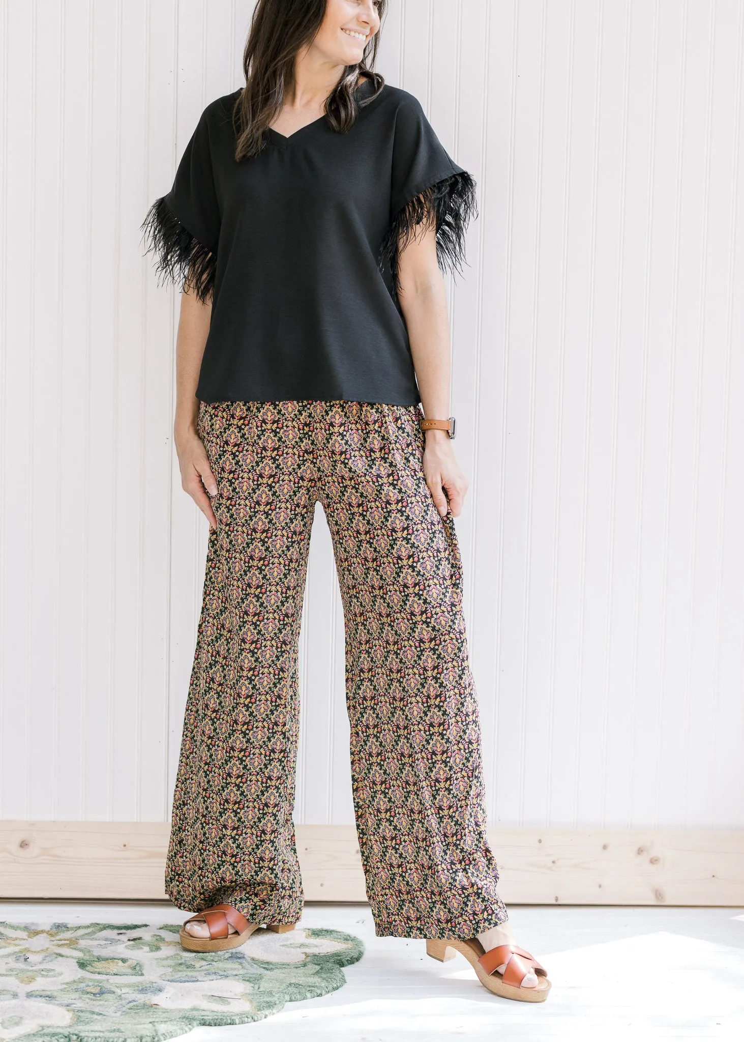 X Bold Move Black Patterned Wide Leg Pant