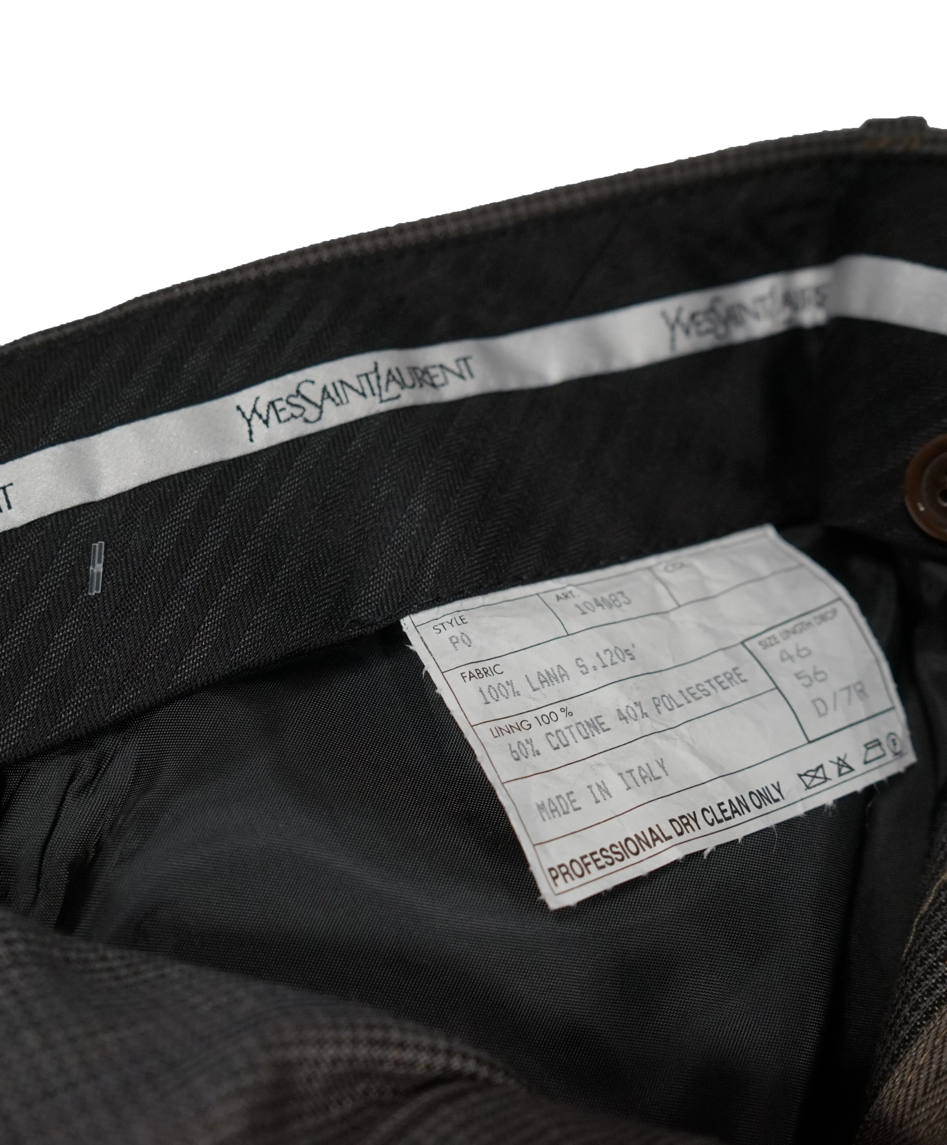YVES SAINT LAURENT - Brown Micro Check Light Summer Weave Wool 120’s - 37W