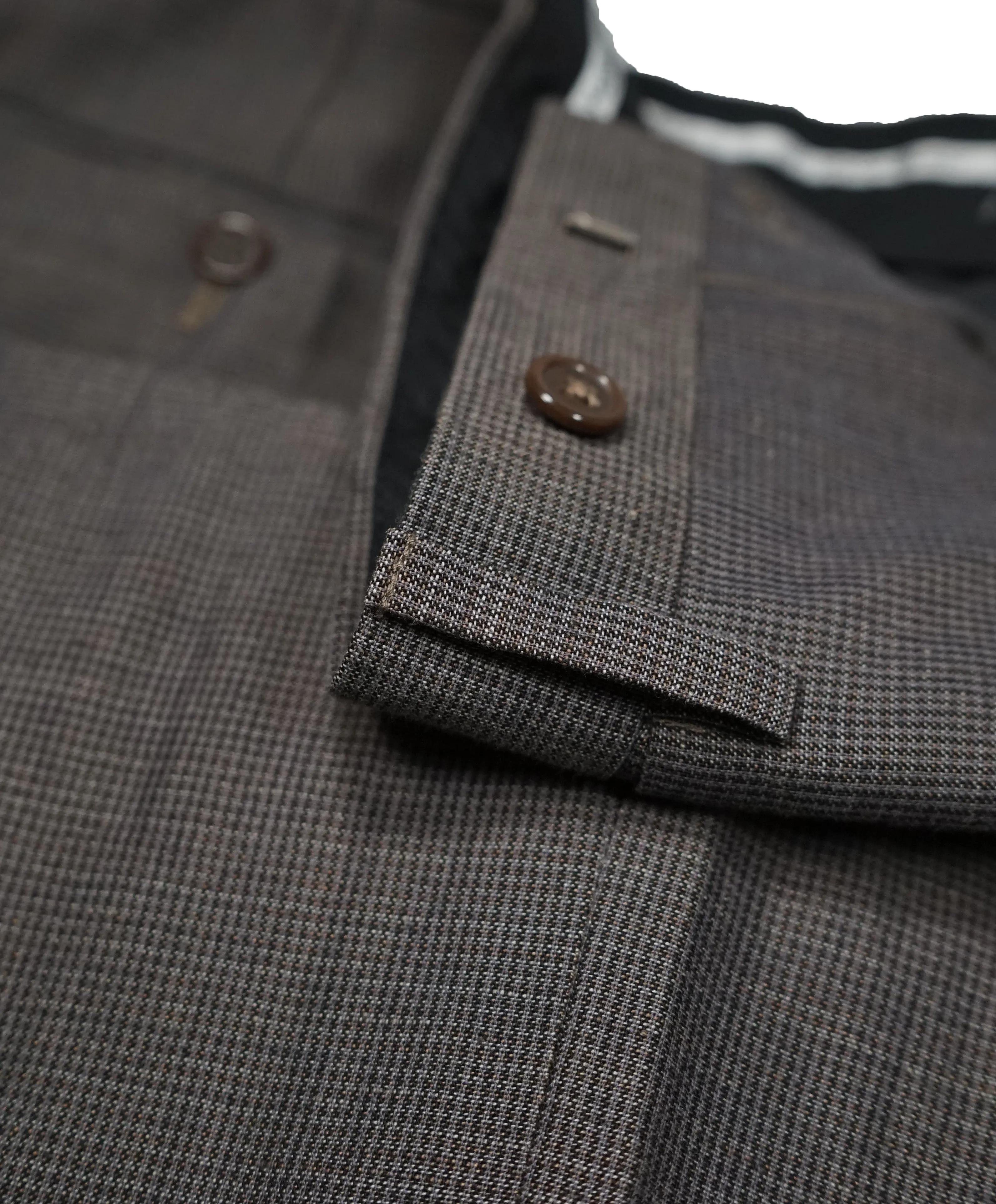 YVES SAINT LAURENT - Brown Micro Check Light Summer Weave Wool 120’s - 37W