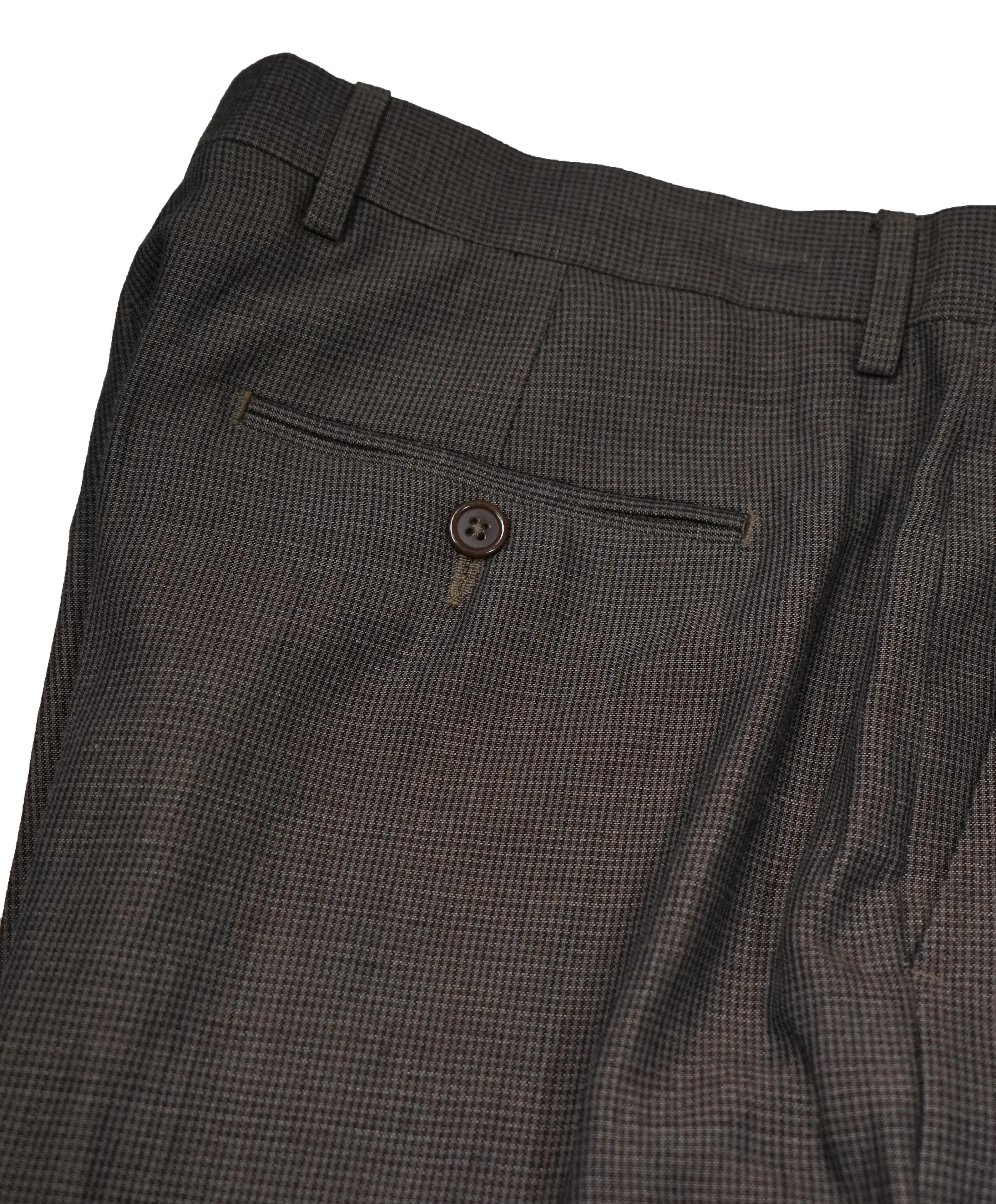YVES SAINT LAURENT - Brown Micro Check Light Summer Weave Wool 120’s - 37W