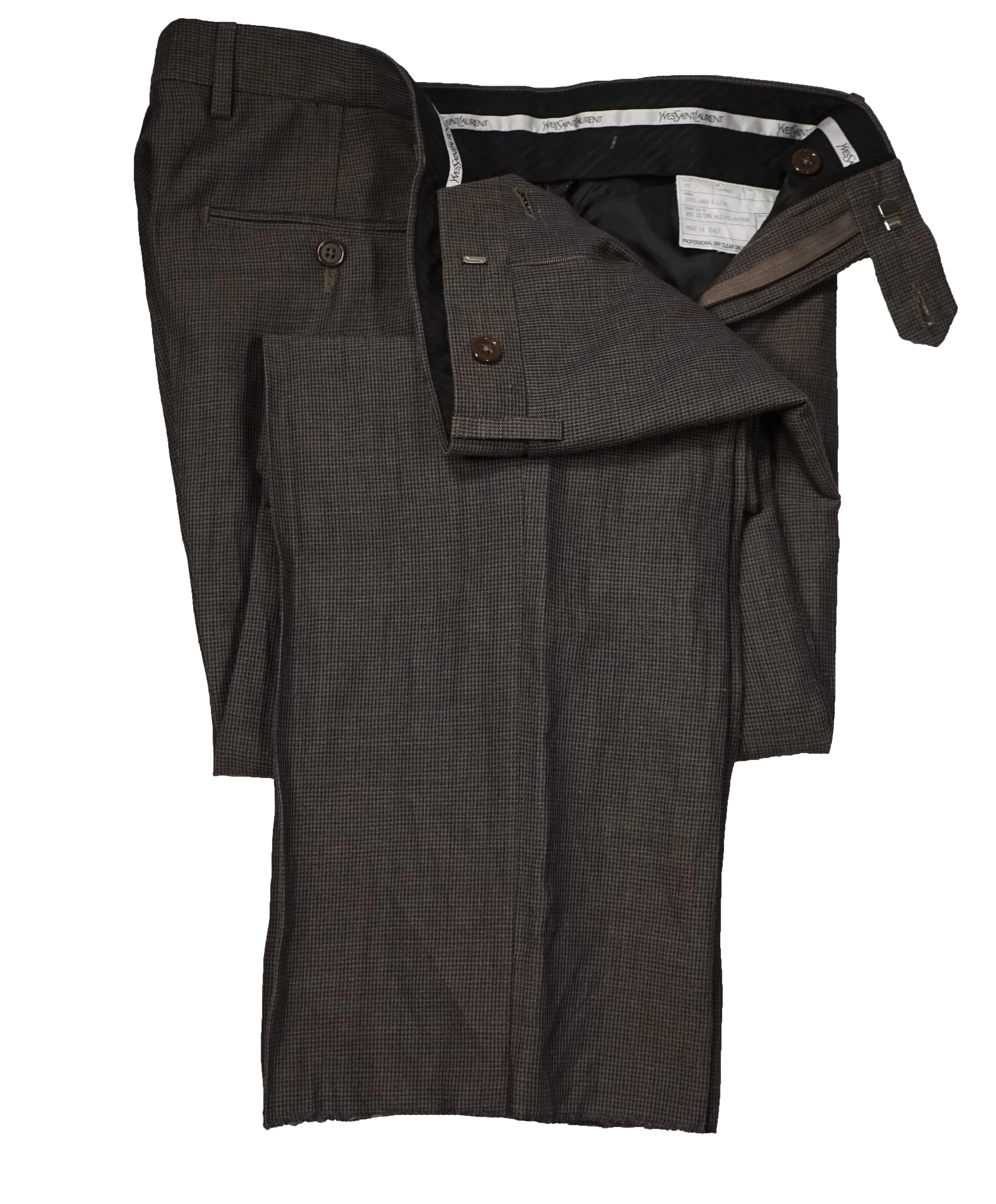 YVES SAINT LAURENT - Brown Micro Check Light Summer Weave Wool 120’s - 37W