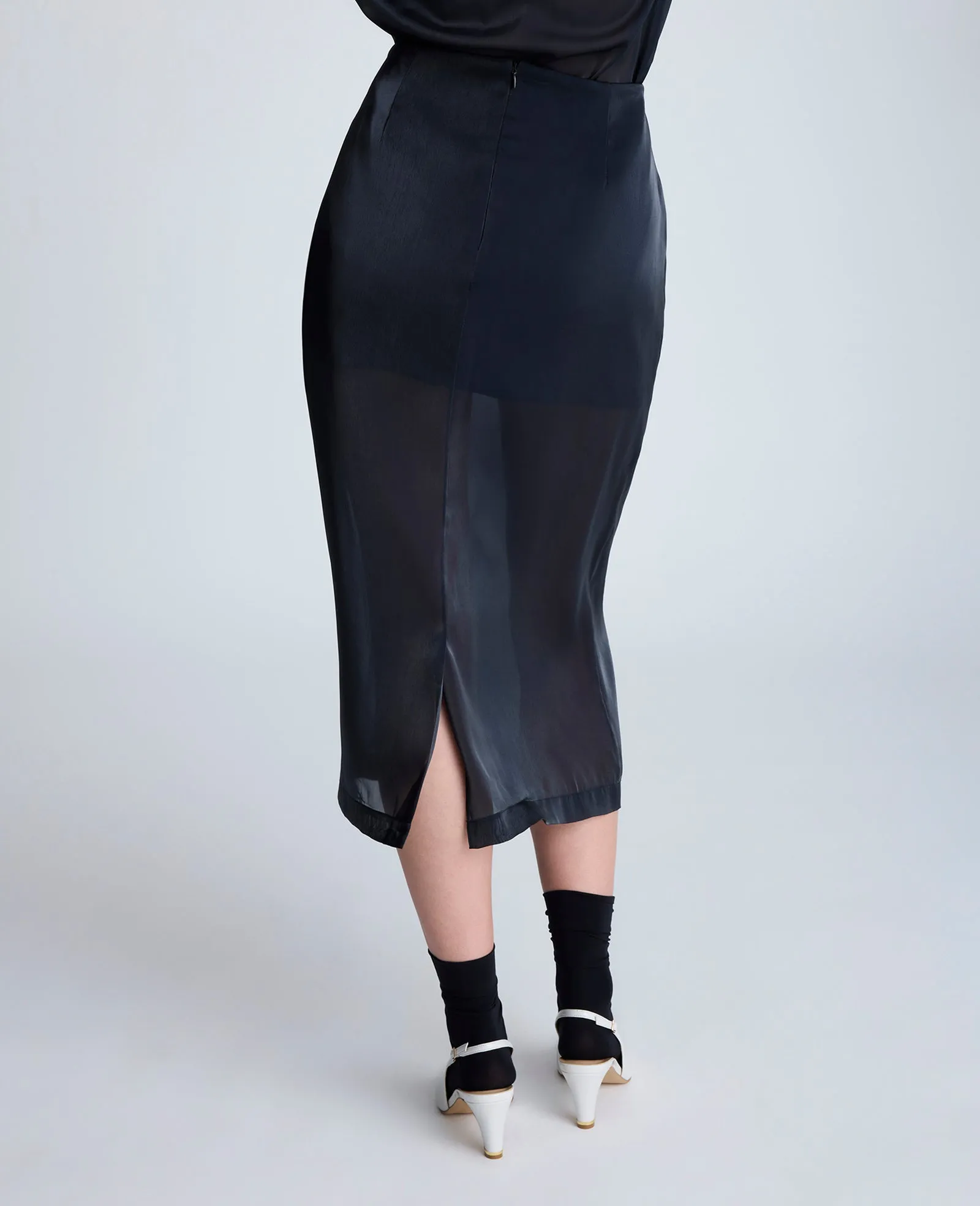 Zip Sheer Pencil Skirt